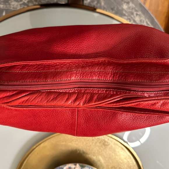 FURLA | Cherry Red Satchel w/Popping White on Black Polka Dot Interior - Picture 15 of 16